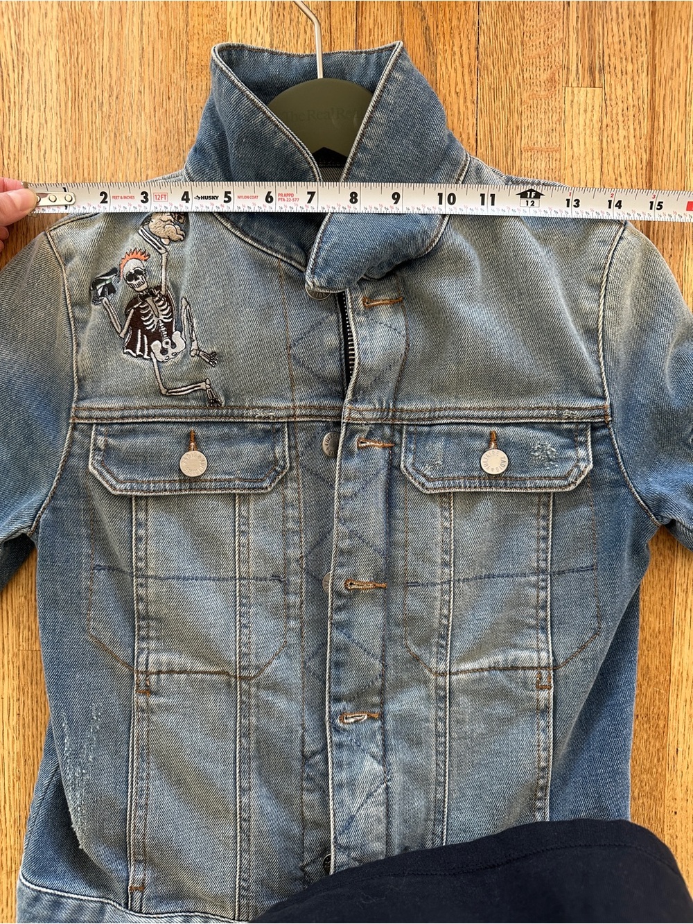 Zadig & Voltaire Light Wash Denim Embroidered Jacket with Animal Floral Skeleton - Picture 7 of 11
